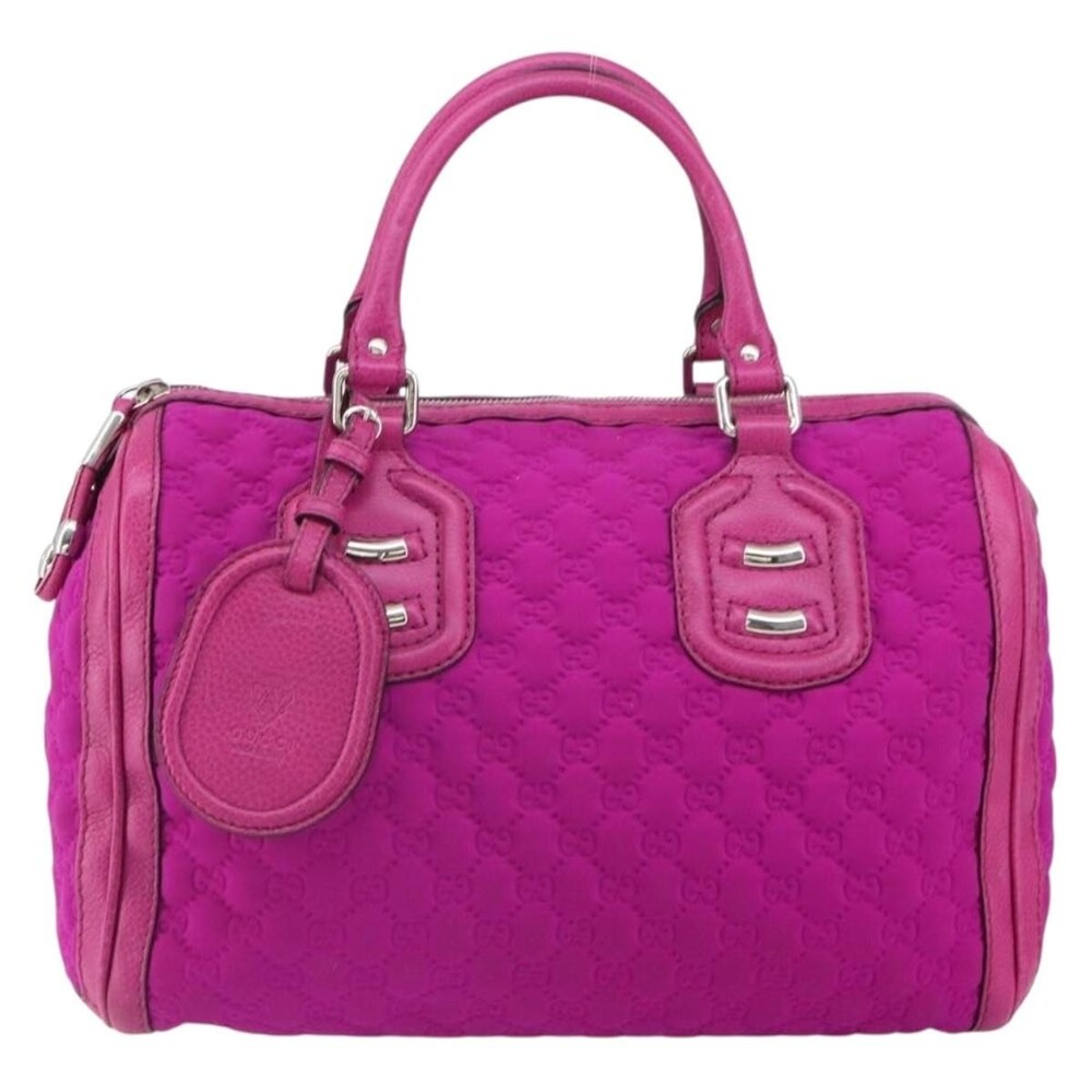 Gucci GG Canvas Boston Bag Nylon Leather Pink